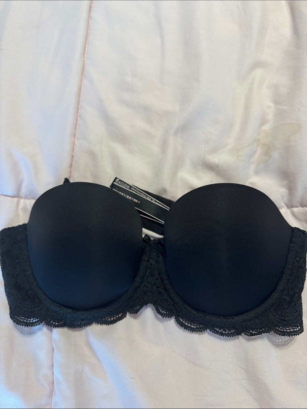 Victoria's Secret Black Strapless Lace Bandeau Bra